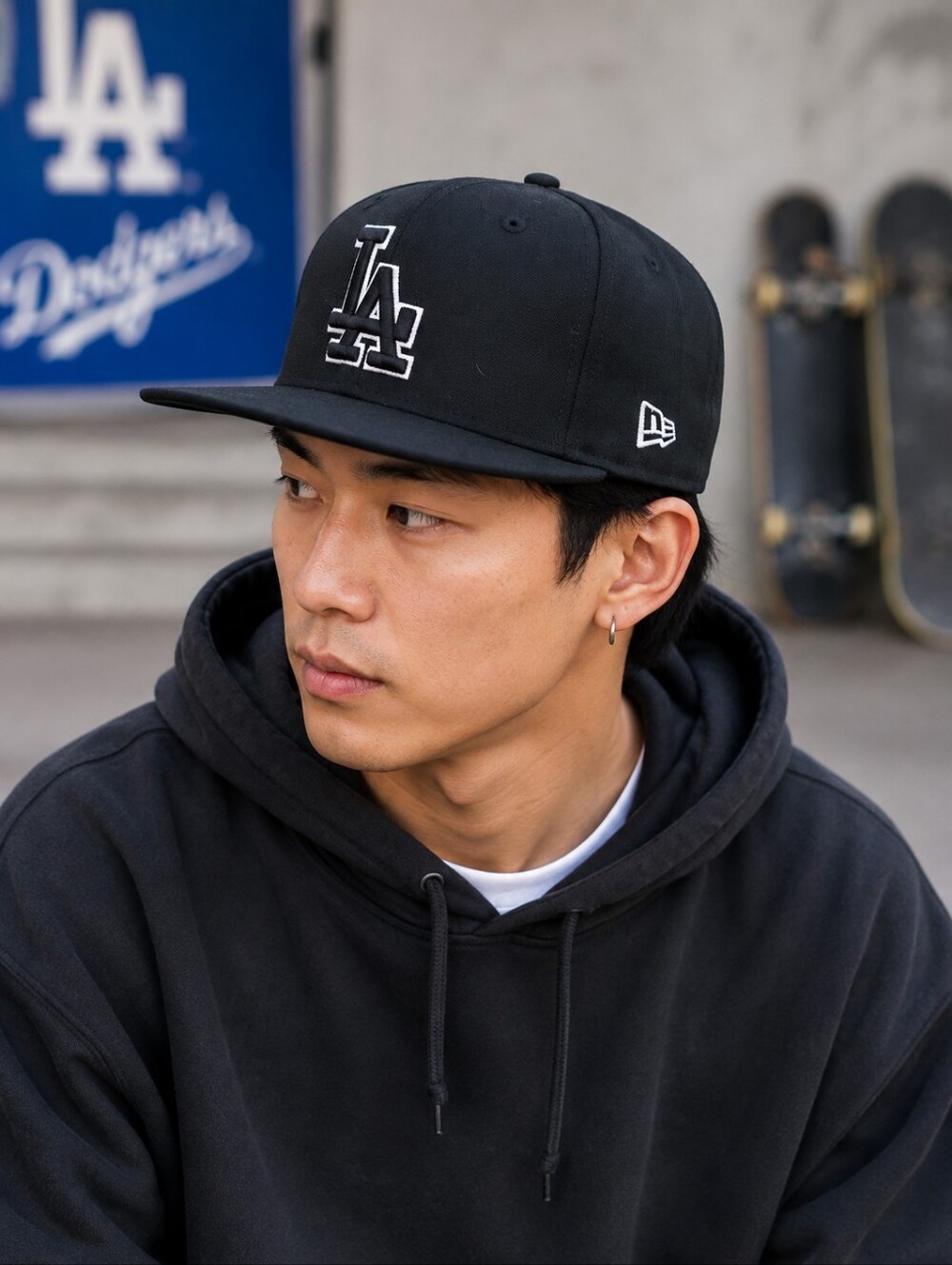 New Era 59FIFTY Los Angeles Dodgers Hat 7 1/8 Black Fitted MLB Dodgers Cap